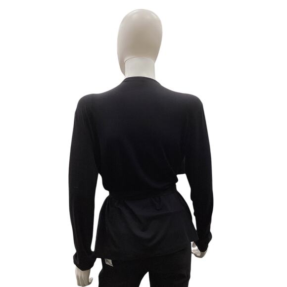 Max Mara Women’s Wrap Size M Goat Leather And Silk Belt Waterfall Style Black - Picture 3 of 4